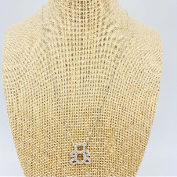Jewelry - Sterling Silver Cubic Zirconia Teddy Bear Necklace